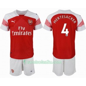 Camisolas de Futebol Arsenal MERTESACKER 4 Criança Equipamento Principal 2018/19 Manga Curta